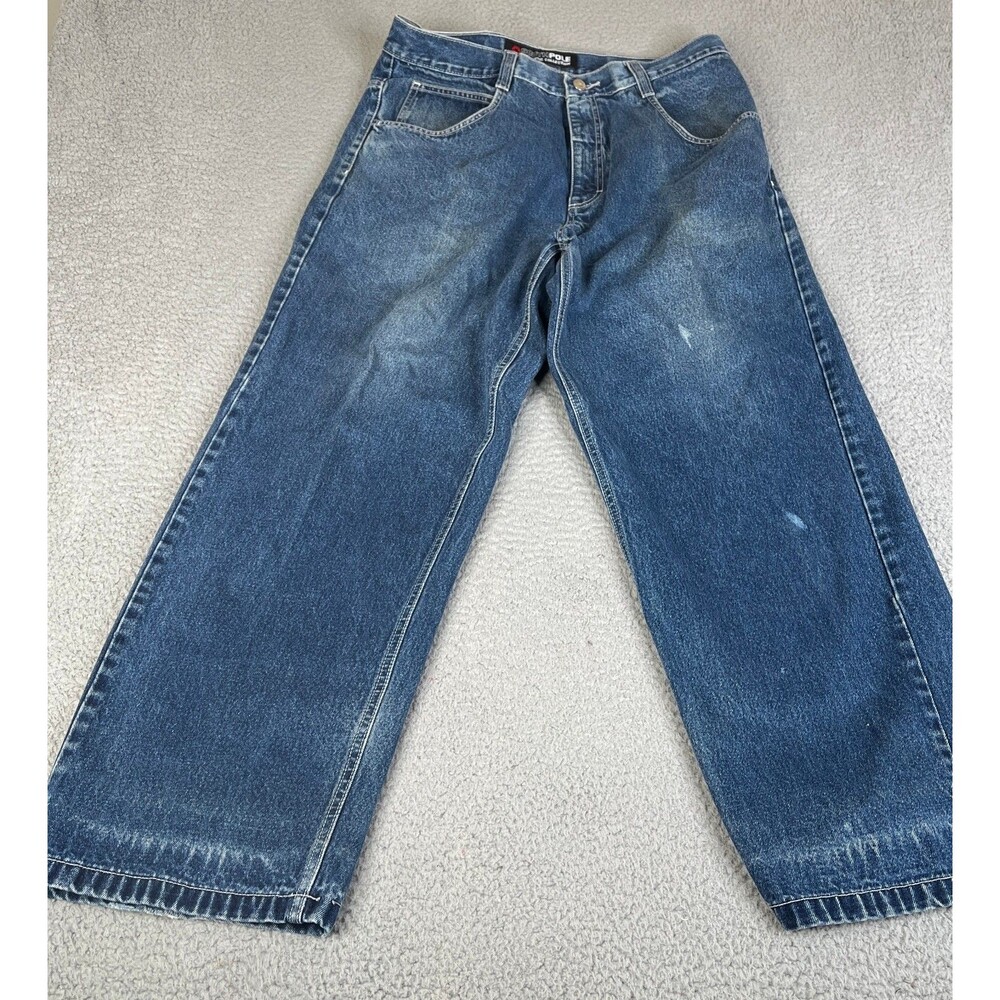 VINTAGE SOUTH POLE Jeans Mens 38X30 Blue Denim Baggy Wide Leg Streetwear Y2K